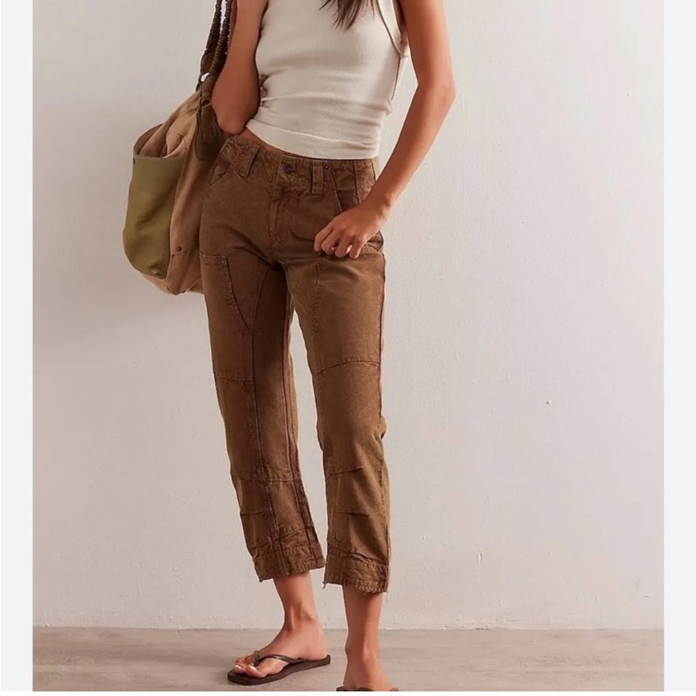 FREE PEOPLE We The Free Sz 4 Supersonic Cropped Slim Barrel Leg Pants